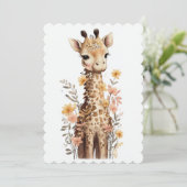 Invitation Aquarelle Baby shower de girafe bébé (Debout devant)