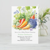 Invitation Aquarelle Baby shower de la prime végétale (Debout devant)