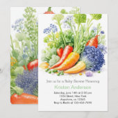 Invitation Aquarelle Baby shower de la prime végétale (Devant / Derrière)