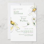 Invitation Aquarelle Baby shower de marguerites blanches (Devant)