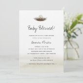 Invitation Aquarelle Baby shower de nid d'oiseaux neutres (Debout devant)