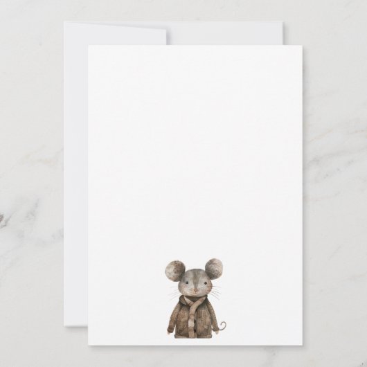 Invitation Aquarelle Baby shower de souris d'animaux de bois (Dos)