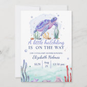 Invitation Aquarelle Baby shower de tortue marine (Devant)