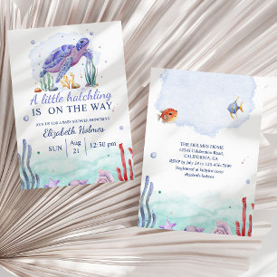 Invitation Aquarelle Baby shower de tortue marine