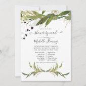Invitation Aquarelle Baby shower de verdure feuillu par Mail (Devant)