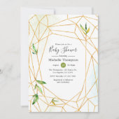 Invitation Aquarelle Baby shower de verdure géométrique crist (Devant)