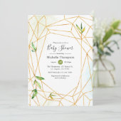 Invitation Aquarelle Baby shower de verdure géométrique crist (Debout devant)