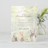 Invitation Aquarelle Baby shower des animaux de la forêt de b (Debout devant)
