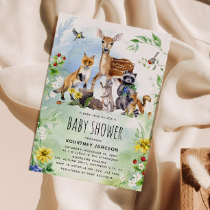 Invitation Aquarelle Baby shower des animaux de la forêt de b