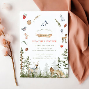 Invitation Aquarelle Baby shower des animaux de la forêt de b