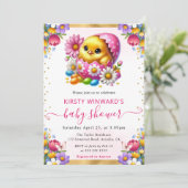 Invitation Aquarelle Baby shower des fleurs de printemps de p (Debout devant)