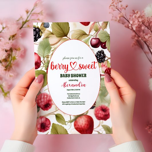 Invitation Aquarelle Baby shower d'été aux baies mixtes