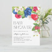 Invitation Aquarelle Baby shower d'été aux baies mixtes (Debout devant)