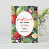 Invitation Aquarelle Baby shower d'été aux baies mixtes (Debout devant)