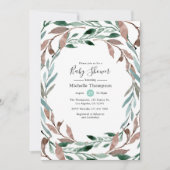 Invitation Aquarelle Baby shower d'hiver rustique (Devant)