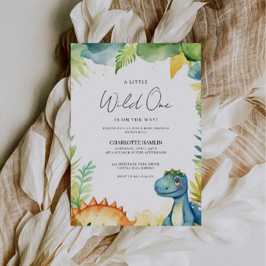 Invitation Aquarelle Baby shower Dinosaur