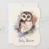 Invitation Aquarelle Baby shower d'oiseaux de chouette (Devant)