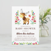 Invitation Aquarelle Baby shower d'orignaux des bois (Debout devant)