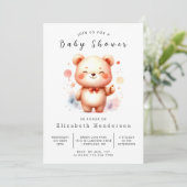 Invitation Aquarelle Baby shower d'ours imprimable (Debout devant)