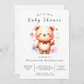 Invitation Aquarelle Baby shower d'ours imprimable (Devant / Derrière)