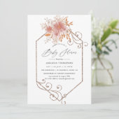 Invitation Aquarelle Baby shower en terre cuite géométrique (Debout devant)