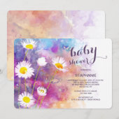 Invitation Aquarelle Baby shower Fleurs du Jardin (Devant / Derrière)