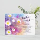 Invitation Aquarelle Baby shower Fleurs du Jardin (Debout devant)