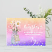 Invitation *~* Aquarelle Baby shower Floral Mason rustique (Debout devant)