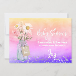 Invitation *~* Aquarelle Baby shower Floral Mason rustique