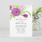 Invitation Aquarelle Baby shower floral par courrier (Debout devant)