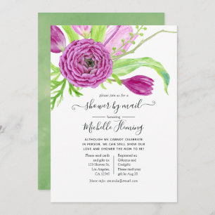 Invitation Aquarelle Baby shower floral par courrier