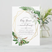 Invitation Aquarelle Baby shower floral tropical (Debout devant)