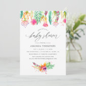 Invitation Aquarelle Baby shower floral tropical (Debout devant)