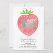 Invitation Aquarelle Baby shower fraise (Devant)