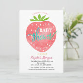 Invitation Aquarelle Baby shower fraise (Debout devant)
