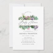 Invitation Aquarelle Baby shower géométrique Succulent (Devant)
