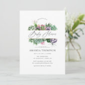 Invitation Aquarelle Baby shower géométrique Succulent (Debout devant)