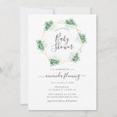 Invitation Aquarelle Baby shower géométrique Succulent (Devant)