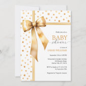 Invitation Aquarelle Baby shower Gold Bow (Devant)