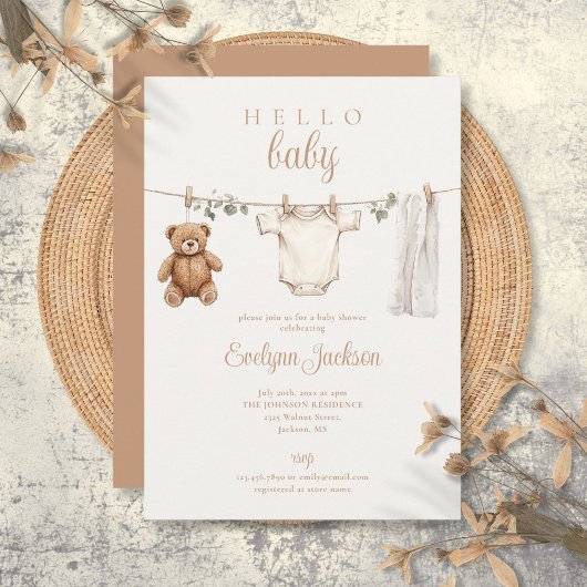 Invitation Aquarelle Baby shower neutre