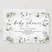 Invitation Aquarelle Baby shower or verdure (Devant)