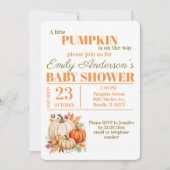 Invitation Aquarelle Baby shower orange petit Citrouille (Devant)