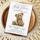 Invitation Aquarelle Baby shower Ours en Teddy