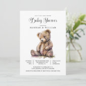 Invitation Aquarelle Baby shower Ours en Teddy (Debout devant)