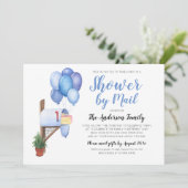 Invitation Aquarelle Baby shower par distance de courrier (Debout devant)
