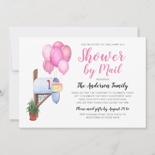 Invitation Aquarelle Baby shower par distance de courrier (Devant)