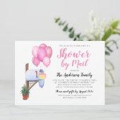 Invitation Aquarelle Baby shower par distance de courrier (Debout devant)