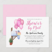 Invitation Aquarelle Baby shower par distance de courrier (Devant / Derrière)