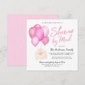 Invitation Aquarelle Baby shower par distance de courrier (Devant / Derrière)