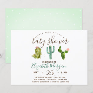 Invitation Aquarelle Baby Shower Pissenlits à pois